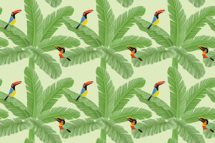 Banana Leaf with Toucan Bird Pattern