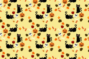 Black Cat and Halloween Pumpkin Seamless Design for Creative Projects