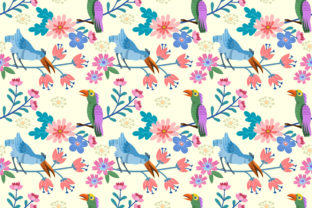 Cute Bird on Branch with Flowers
