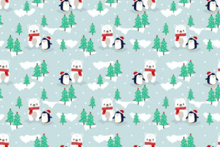Cute Polar Bear and Penguin in Christmas