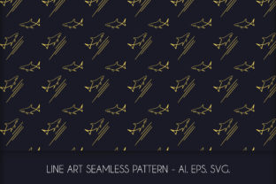 Line Art Shark Seamless Pattern