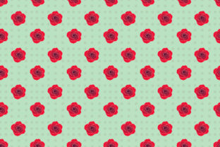Rose on Green Background Seamless
