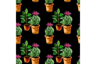 Seamless Pattern with Potted Flowers