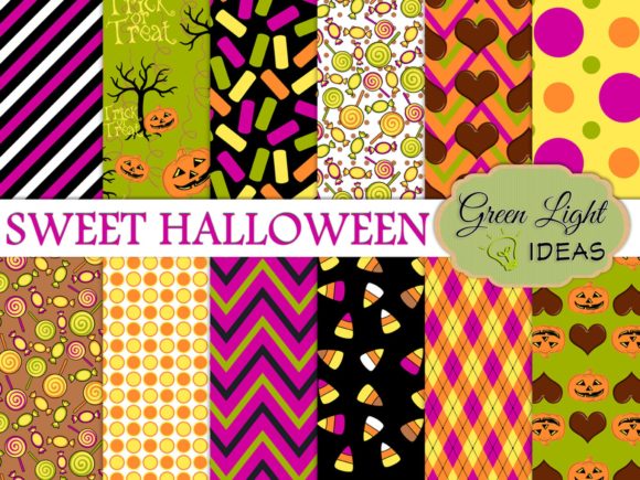 Sweet Halloween Candy Digital Backgrounds and Digital Papers for Creative Projects